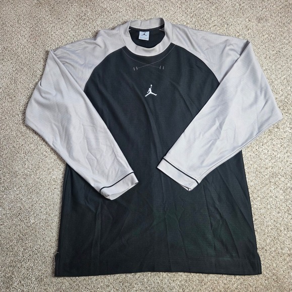 Jordan Other - Jordan Mens Long Sleeve Mesh Shooting Shirt Black Grey Jumpman Large RN56323